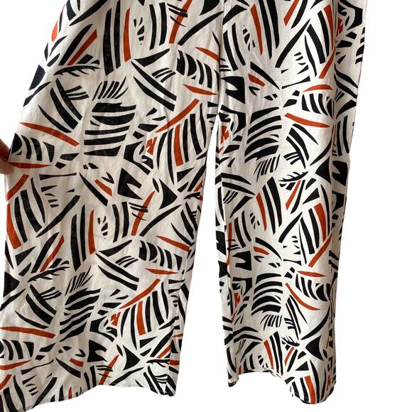 Mi Ami francesca's NEW Abstract Geo Palm Leaf Wide Leg Linen Blend Pants : L - Picture 4 of 7